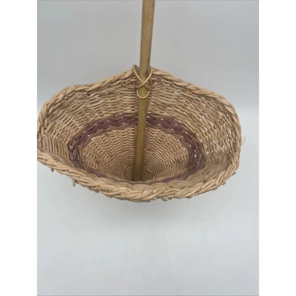 Vintage Wicker Umbrella Hanging Wall Pocket Decorative Storage Flower Basket